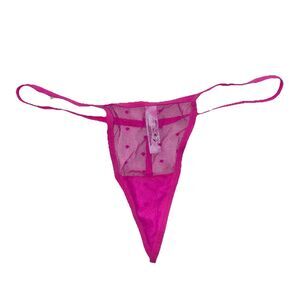 Dreamgirl Pink LACE Mesh THONG Hot Pink Polka Dot Medium